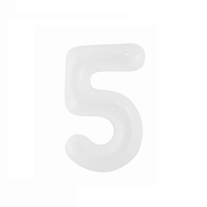 Балон метално фолио, номер 5, 100 см, бял