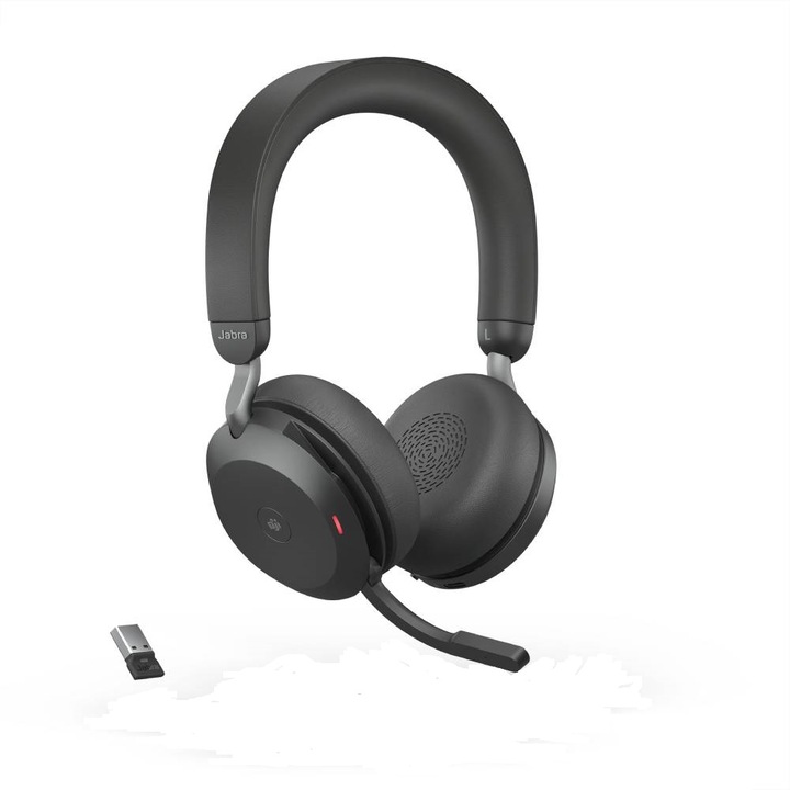 Професионални слушалки Jabra EVOLVE2 75, MS, АNC, Bluetooth, Link380 USB-C, стойка за зареждане, черен