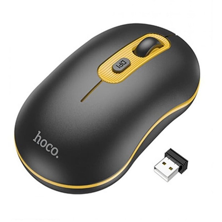 Mouse Wireless 1000-1600 DPI - Hoco (GM21) - Black / Yellow