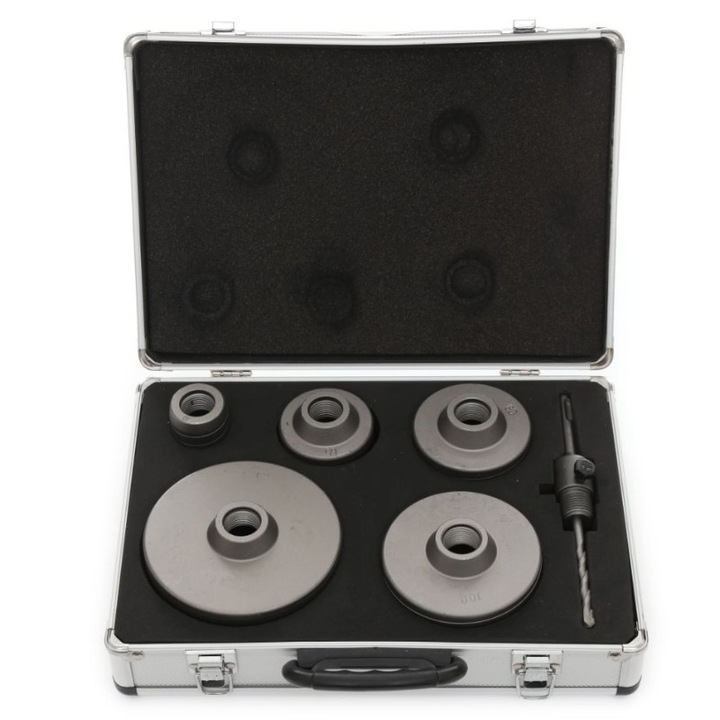 Set carote 7 piese cu vidie pentru beton 40-125mm cu adaptor SDS+ (TA1510)