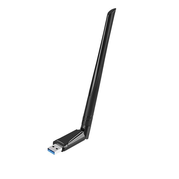 Adaptor wireless WiFi USB 3.0, Darklove, 1300Mbps, 2.4/5 Ghz, Dual Band, Cu antene de 5 dBi High-Gain, Semnal puternic si viteza mare, Pentru PC de birou si laptop, Usor de instalat si de utilizat, Negru