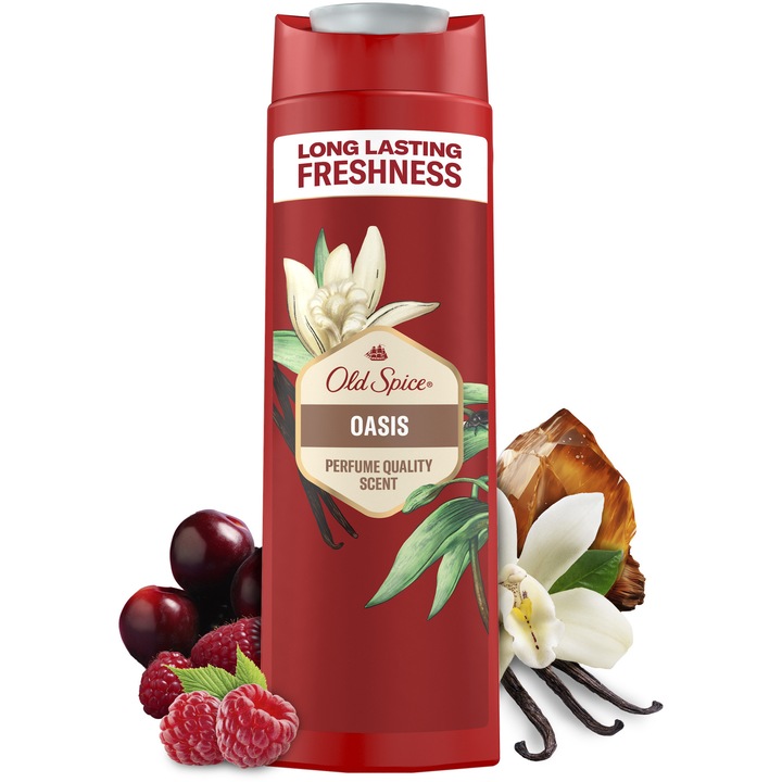 Gel de dus si sampon 3 in 1 Old Spice Oasis pentru corp, par si fata, 400 ml