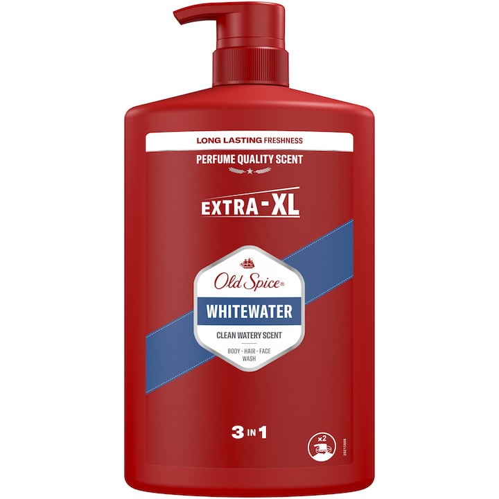 Душ гел и шампоан 3 in 1 Old Spice WhiteWater, За тяло, коса и лице, 1000 мл