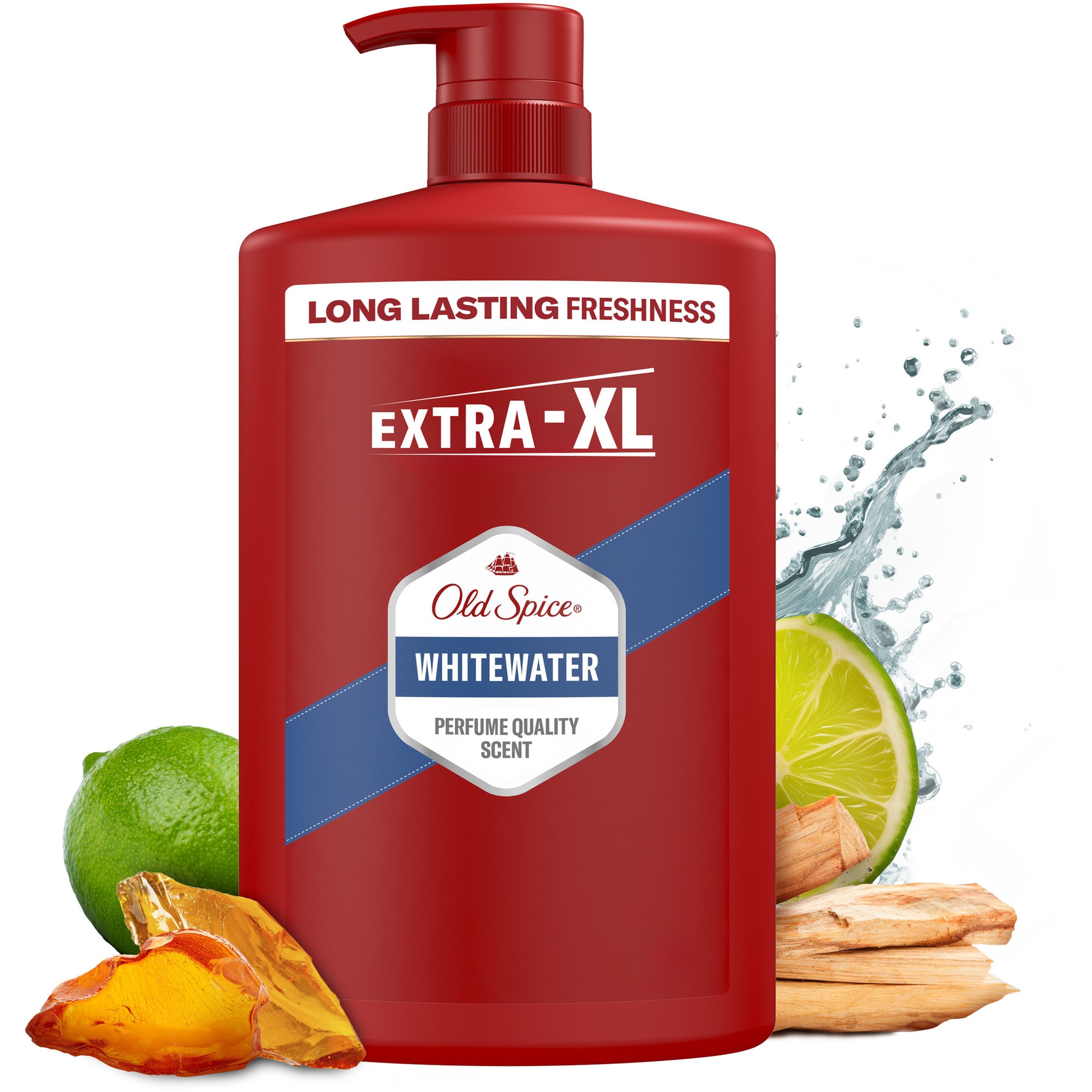 Gel de dus si sampon 3 in 1 Old Spice WhiteWater pentru corp, par si fata, 1000 ml