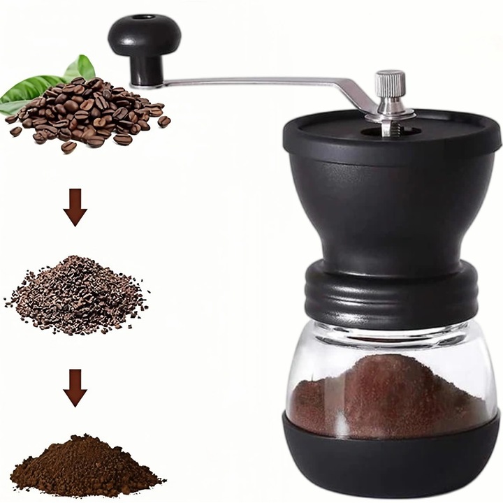 Rasnita de cafea cu manivela, BOMSTOM, sistem macinare ceramic