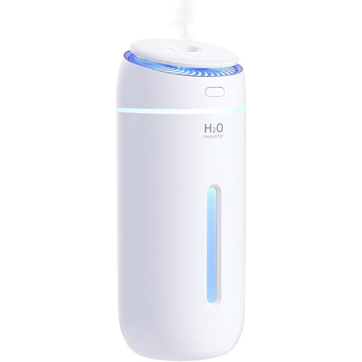 Umidificator Aromaterapie, Purificator de Aer, Ultrasunete, Ionizator, Silentios, LED Iluminare Nocturna, Culoarea Lemnului de Fag