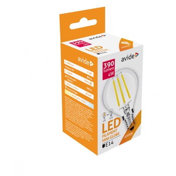 Bec Avide LED Filament Mini Globe 4W E14 4000K lumina neutra Bec Avide LED Filament Mini Globe 4W E14 4000K lumina neutra