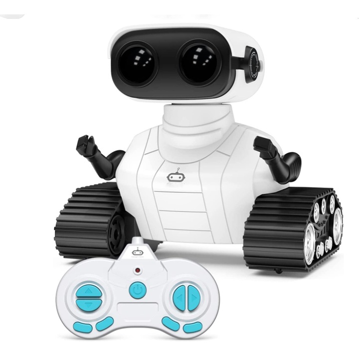 Robot de jucarie, Cu telecomanda, LED, 3ani+, Alb