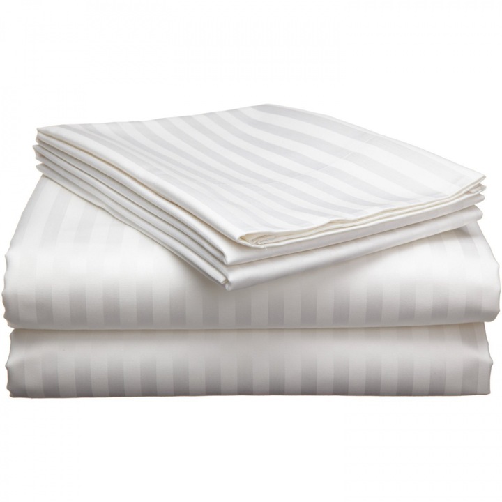 Szállodai damaszt - szatén csíkos lepedő - 50% Pamut - 50% PE - 260x280 cm - 10 db/csomag