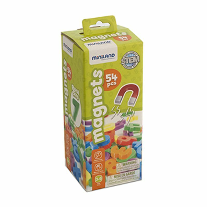 Miniland Magnetische Zahlen – 54 Bunte Ziffern & Rechenzeichen, 3 Cm Groß, Für Magnettafeln Geeignet