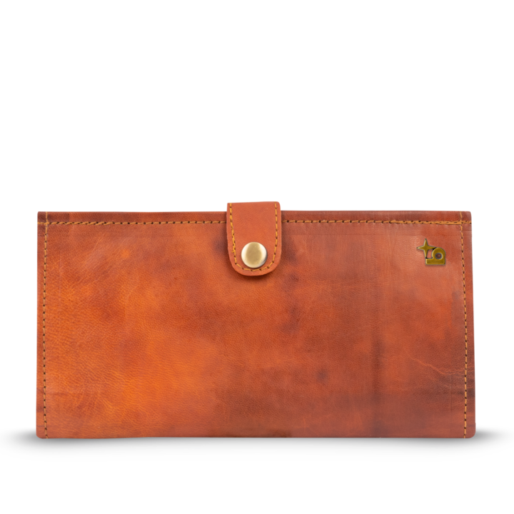 Portofel, Bagind, Piele, 11 x 21 x 0.5 cm, Maro