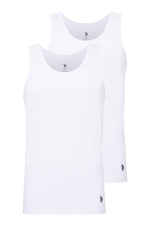 U.S. Polo Assn., Top de casa cu decolteu rotund, Alb