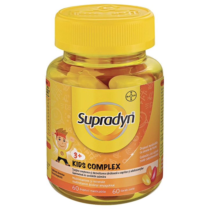 Мултивитамини за деца Bayer, Supradyn kids complex, +3 години, 60 табл. за дъвчене