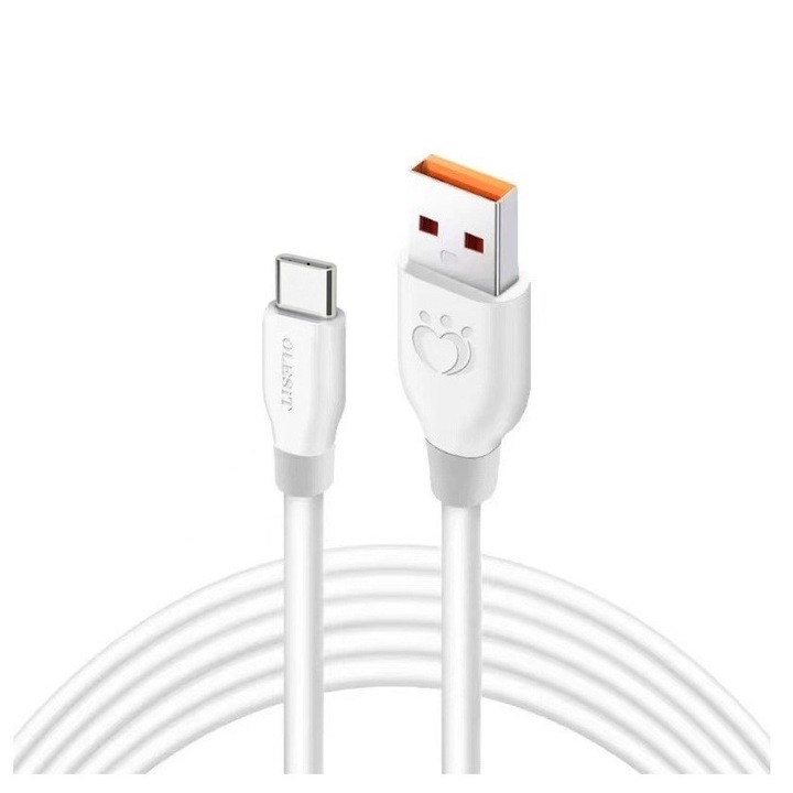 Olesit Adat- és Töltőkábel K193, 150 cm, USB-C/USB típusú, 2.4A gyorstöltés, fehér
