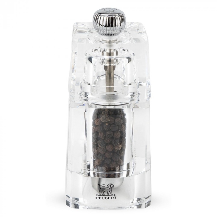 Rasnita pentru piper, Peugeot, Acril, 11 cm, Transparent