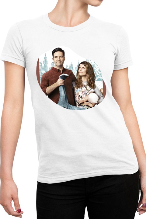 Tricou dama Catastrophe Rob Dad Sharon Horgan Sitcom Pregnant Woman, alb, marime M