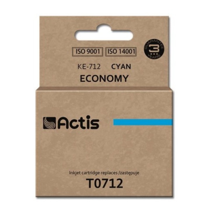 Касета с мастило KE-712, Actis, Съвместима с Epson T0712/T0892/T1002, 13.5 ml, Синя
