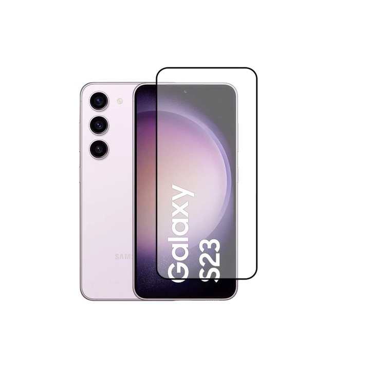 Folie protectie High Protection din sticla compatibila cu Samsung Galaxy S23, full glue, lipici pe tot ecranul, case friendly, PlanetPhone