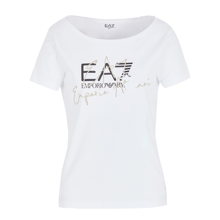 Tricou EA7 W Handwritten Tee Crossover, 3RTT30-TJDLZ-1100, Femei, Alb, Alb