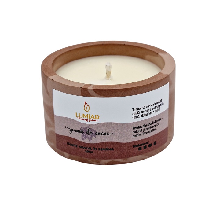 Lumanare parfumata din soia ecologica, Spuma de cacao - 100ml