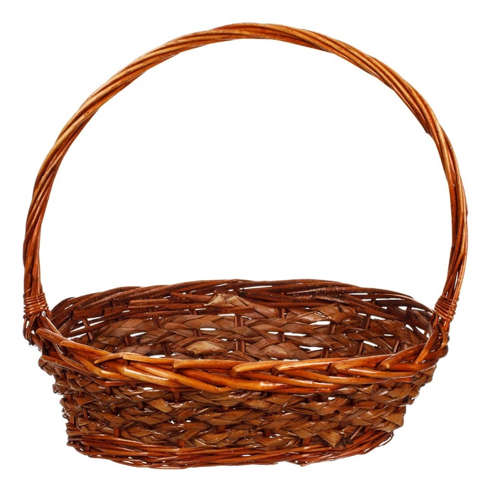 Cos din rachita cu maner inalt, Bambus, 32x25x10cm, Maro