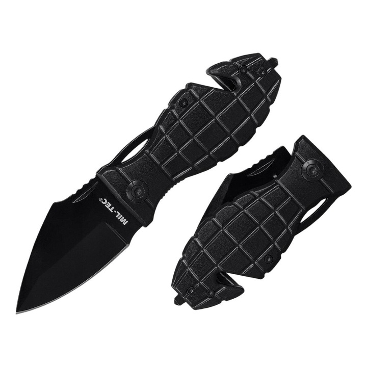 Briceag Rescue Grenade, MilTec, Inox, Pliabil, Negru
