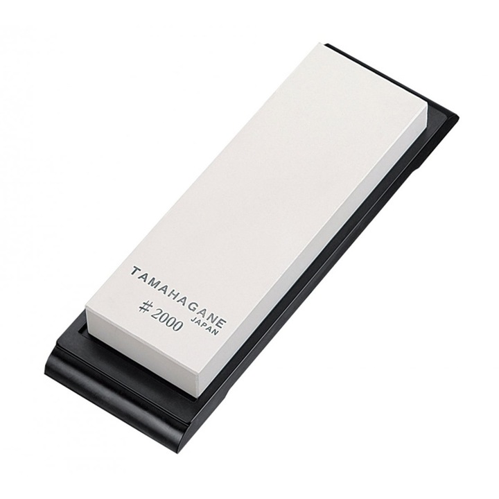 Piatra de ascutit cutite, Tamahagane, 181 x 61 x 20 mm, Granulatie 2000, Alb/Negru