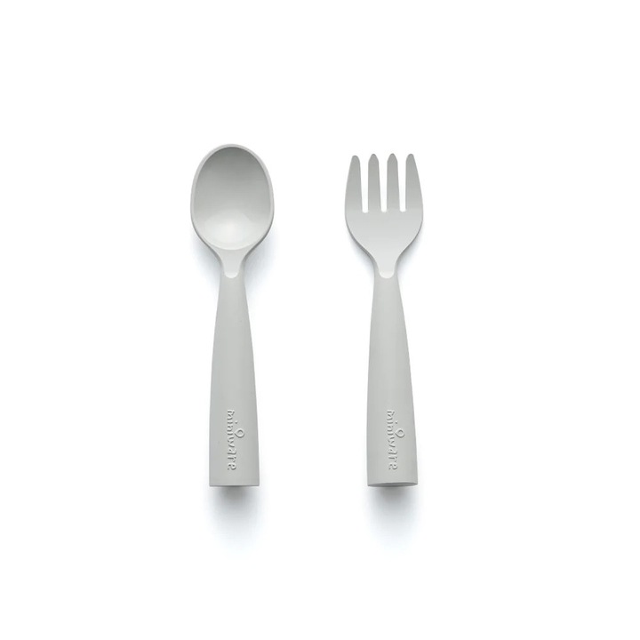 Бебешки комплект прибори за хранене My First Cutlery, 100% от естествени биоразградими материали, Miniware, Сив