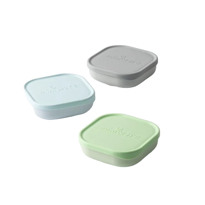 Set 3 boluri pentru hrana bebelusi Snack Bowl, 100% din materiale naturale biodegradabile, Miniware, verde