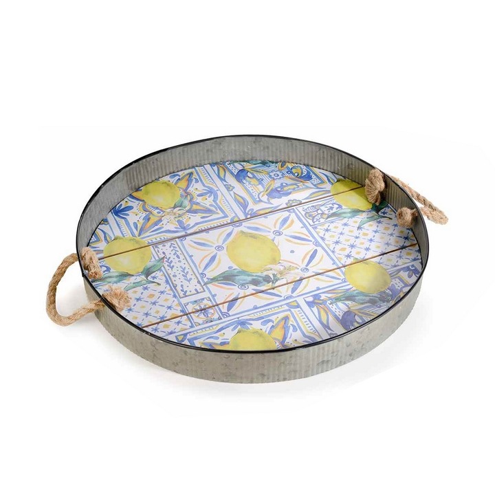 Tava decor Lamai lemn metal multicolor Ø 43, 5 cm x 5 H