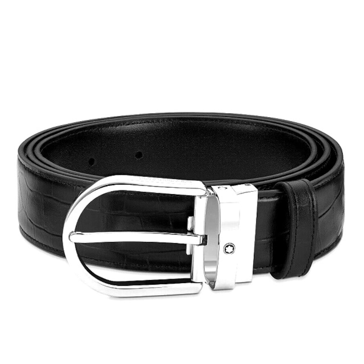 Curea barbati Montblanc piele, neagra 130016