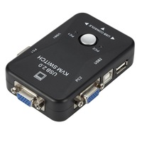 Switch KVM VGA, Darklove, 2 porturi, USB 2.0, Plug and Play, Compatibilitate ridicata, Design cu lumina indicatoare, Usor de utilizat si de transportat, Comutator cu cheie, Suporta o rezolutie de pana la 1920x1440, 9.5x6.5x2.5cm, Plastic, Negru