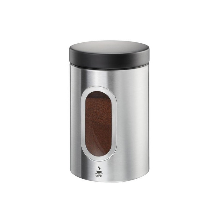 Recipient pentru cafea, Gefu, 500 g, Argintiu/Negru