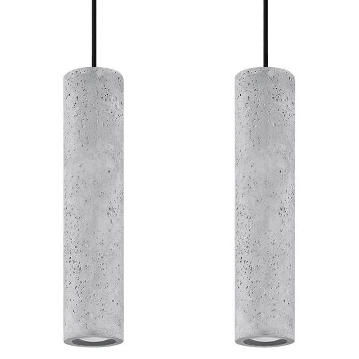 Lampa suspendata, Sollux, Luvo, Modern, Metal/Beton, Gri/Negru