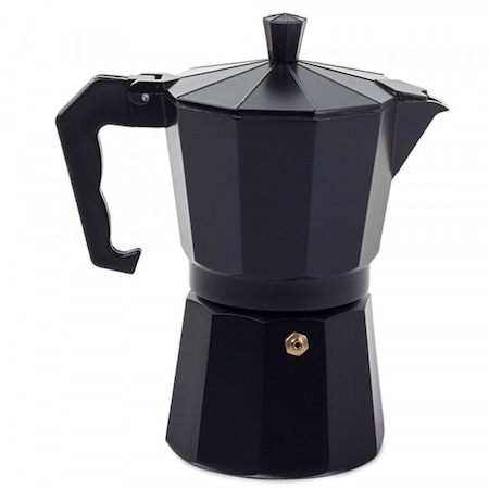Espressor Cafea pentru Aragaz sau Plita Electrica, Cafetiera, Aluminiu, Mocca pentru 6 persoane, 300 ml, Negru