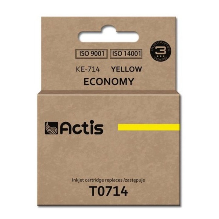 Касета с мастило KE-714, Actis, съвместима с Epson T0714/T0894/T1004, 13.5 ml, жълта