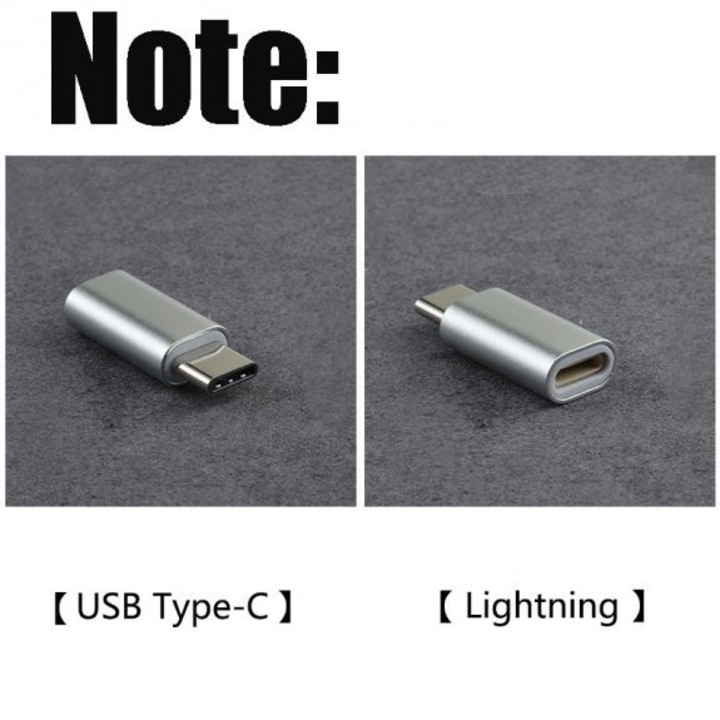 Адаптер Lightning (майка) към Type-C (баща) 2.8 см Сребрист