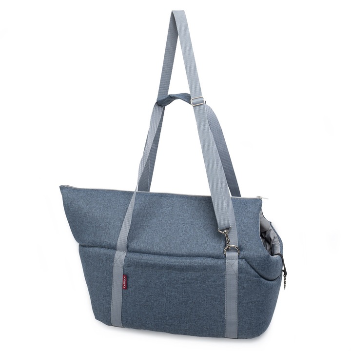 Geanta de transport pentru animale de companie, caini si pisici, M 38x28x28 cm, lenjerie albastru