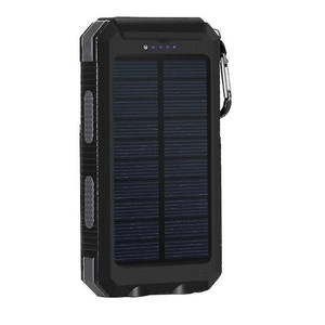 Baterie externa solara, 20000 mAh, 2x USB, 1x Micro USB, Quick Charge, Capac de praf, iluminat cu LED, 140x76x18mm, Negru