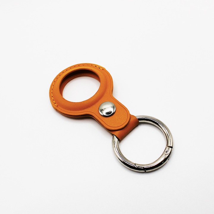 Кожен калъф за Apple AirTag, ключодържател, Ultra Aesthetic, Edge Stitching, Optim Protection, Orange