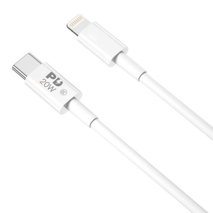 iPhone-nal kompatibilis adat-/töltőkábel, gyorstöltés, electroCharge Style, USB-C to Lightning, 3A, 20W, PD, 1m, fehér