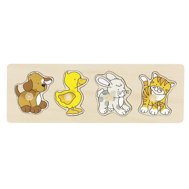 Пъзел с дръжки, Goki, куче, пате, зайче, коте