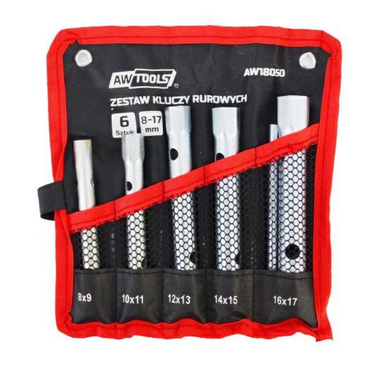 Csőkulcskészlet, AWTools AW18050, 8-17mm, 6 db