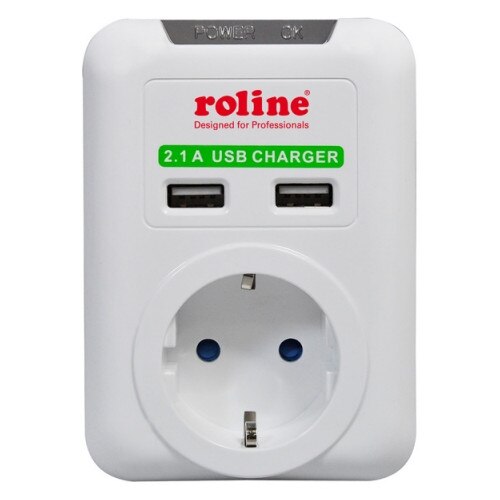 Incarcator retea USB, 2 x USB, 1 x Shuko, Roline