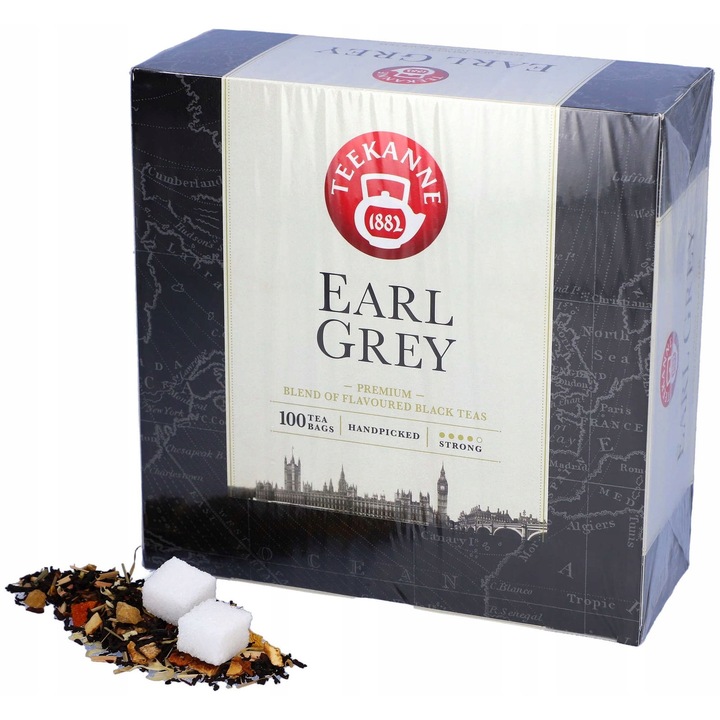 Ceai negru, Teekanne, Earl Gray, Amestec de arome, 100 pliculete