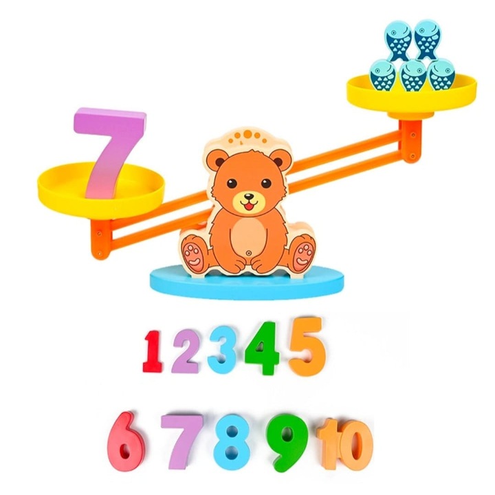 Oktatójáték, fa mérleg, a Kis Medve és a Halászok