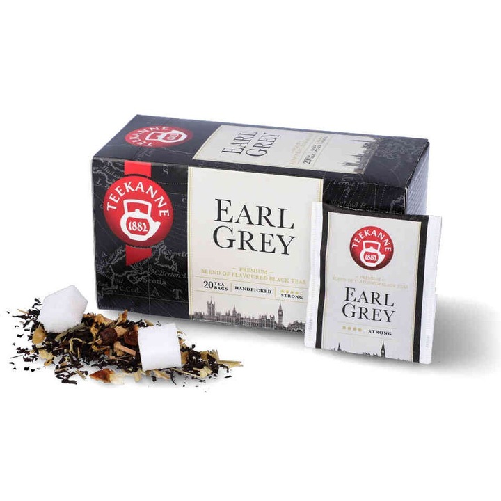 Ceai negru, Teekanne, Earl Gray, Amestec de arome, 20 pliculete
