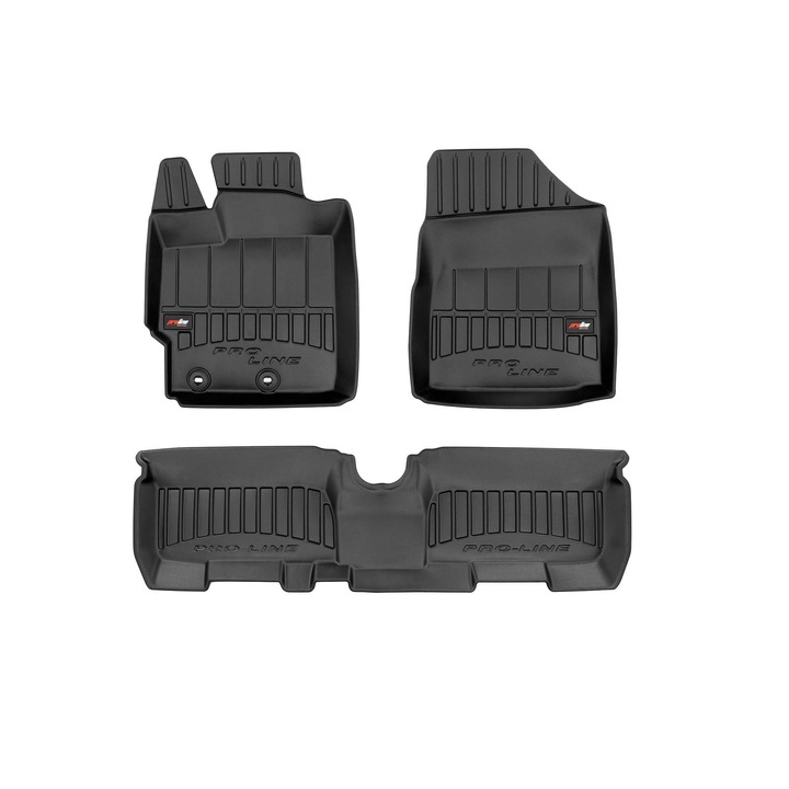 3D Гумени стелки Frogum, съвместими с Toyota Yaris 2005-2011, 3 части, черни