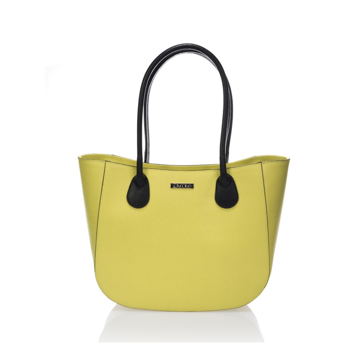 Дамска чанта Massimo Castelli, от естествена кожа, модел 16020, Lime Yellow