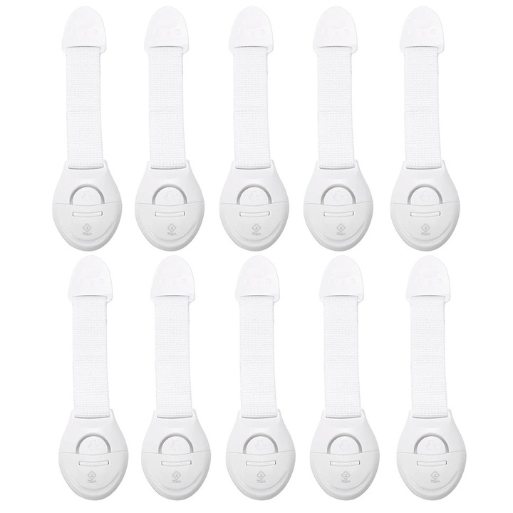 Комплект предпазители за шкафове Zola, пластмаса и плат, 20x5 см, 10бр., бял